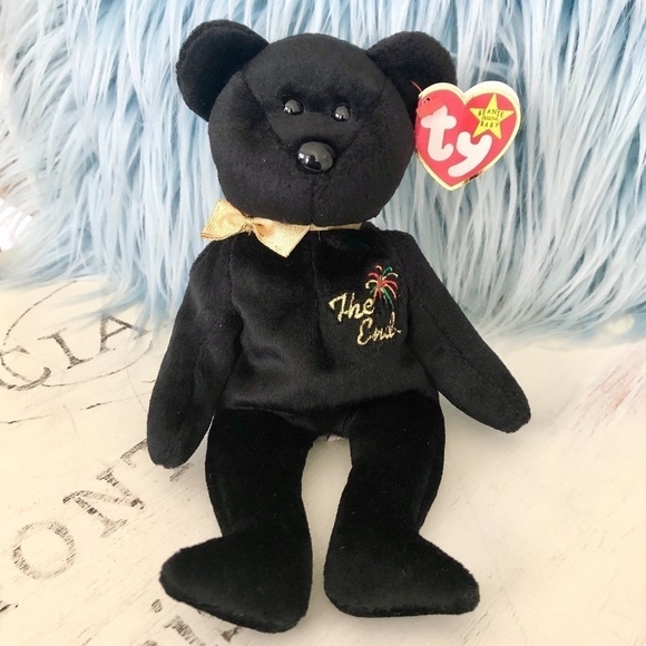 TY Beanie Baby, The End, Black, Bear, Vintage, 1999, Very Nice Condition - Picture 1 of 11